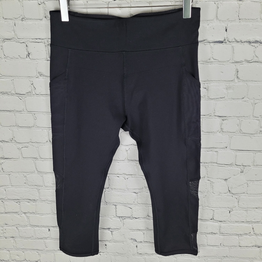LORNA JANE | cropped sheer panel pocket athletic workout yoga gym leggings